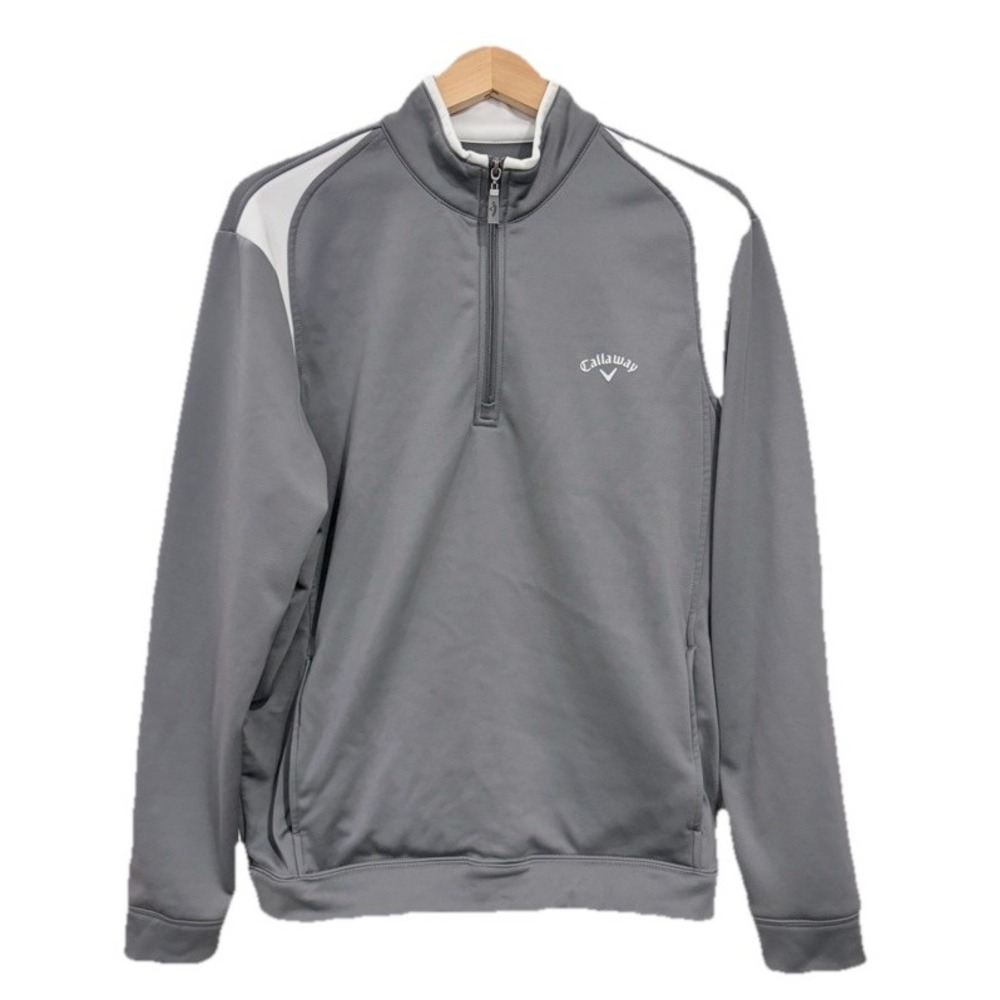 Callaway Mens Large 1/4 Zip Golf Performance Opti-Dri Pullover Gray White